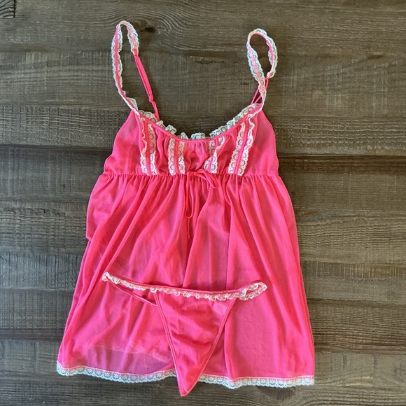 Victoria Secret Chic Pink Lace Chemise Set - Picture 1 of 5